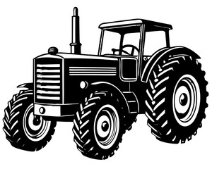 Obraz premium Farm Tractor Vehicle Silhouette Vector Graphic, Front View