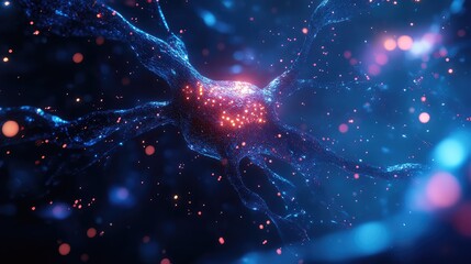 Neuron receiving electrical impulses in a biological network