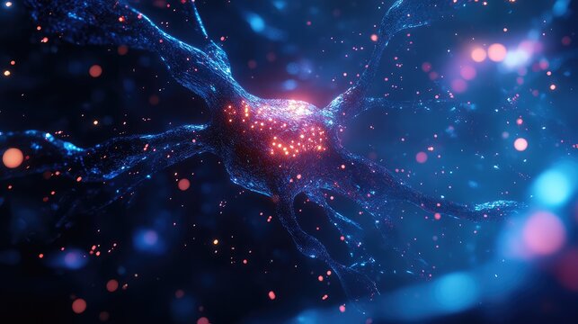 Neuron receiving electrical impulses in a biological network