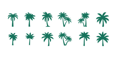 Tropical plant collection featuring graphic palm tree icons and logos.
