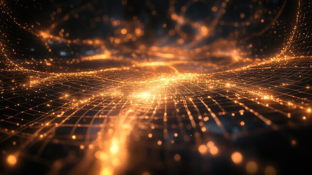 Digital network grid forming data connections - Powered by Adobe