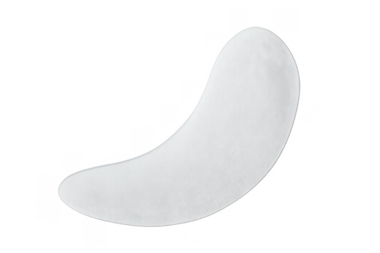 White hydrogel under-eye patch for cosmetology and skincare, moisturizing and reducing puffiness on transparent background