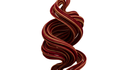 Abstract red ribbons twisted into a dynamic and captivating form.