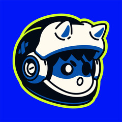 Boy With Helmet Logo. Cute Blue Boy Helmet Character Illustration for Gaming, Adventure, and Youth Mascot Branding