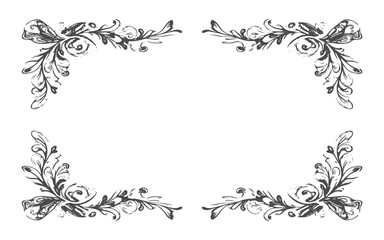black and white floral frame