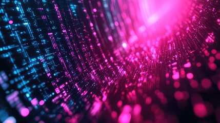 Abstract data stream flowing through digital fiber optic network