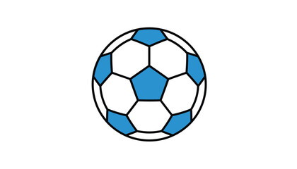 Obraz premium Soccer ball illustration simple flat design with blue pentagons isolated on white background for sports and recreation concepts