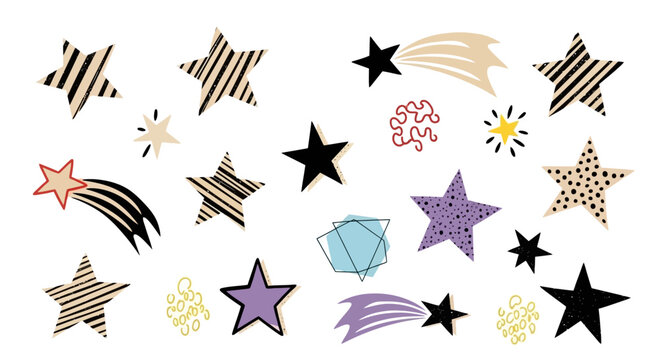 Abstract Stars Illustration A Cosmic Collection of Hand-Drawn Starry Designs
