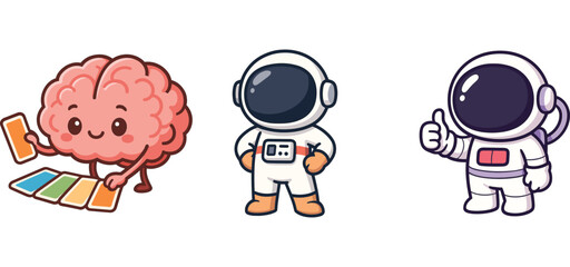 cute brain reading journal and talking to astronaut