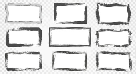 Diverse set of hand-drawn frames and grunge borders with varied rough edges and distressed textures, perfect for adding an artistic touch to graphic design projects and digital layouts