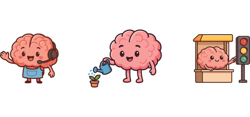 two brains dancing and waiting at traffic light