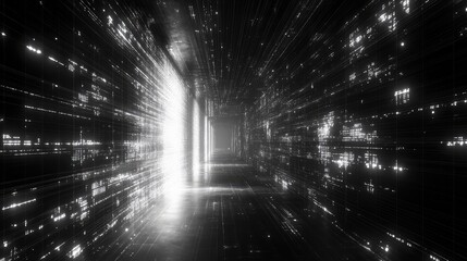 Digital data flowing through abstract virtual tunnel