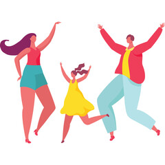 Three Diverse People Dancing Joyfully Together With Arms Raised in a Celebration on a Transparent Background