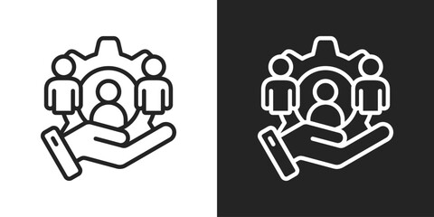 Stackholders Icon In Black And White Outline Style