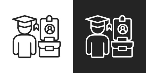 Internship Icon In Black And White Outline Style