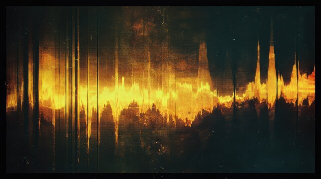Abstract soundwave visualization with fire and glitch effect