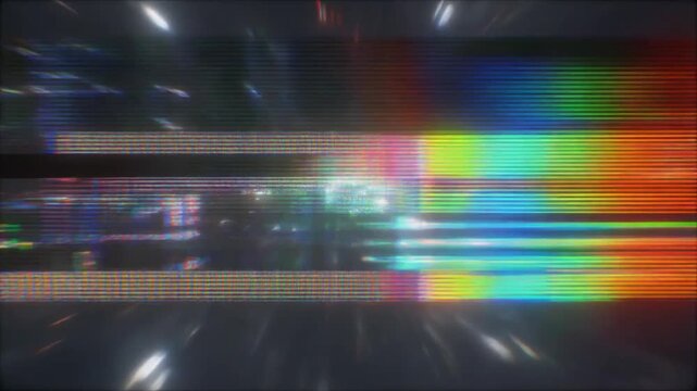 ハイエネルギーで揺らぐグリッチカラーの流動表現