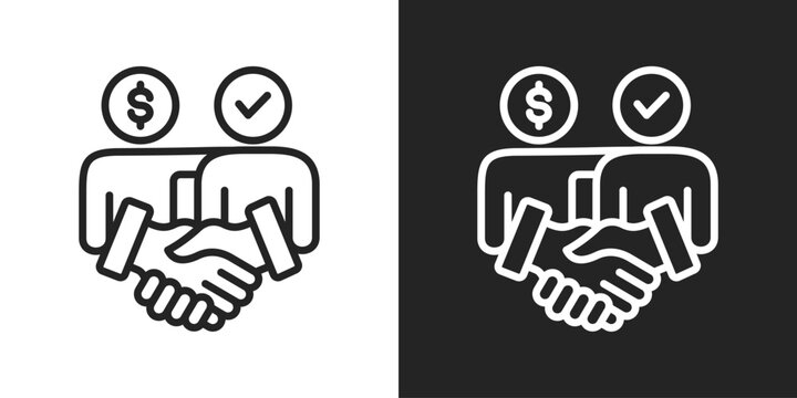 Partner Icon In Black And White Outline Style