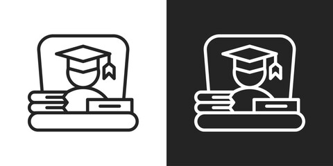 Director Icon In Black And White Outline Style