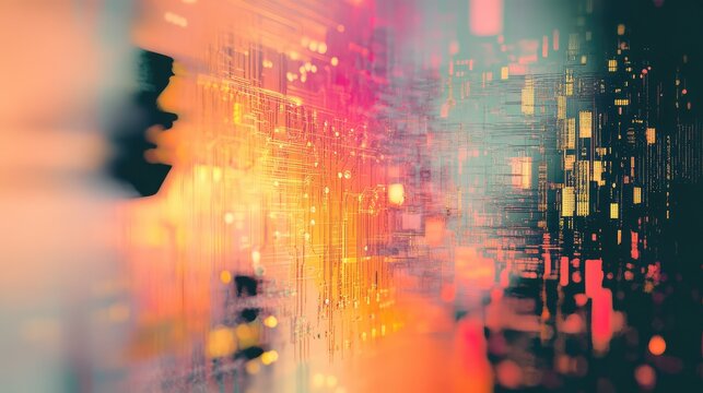 Human silhouette merging with digital circuit board data