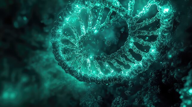 Glowing dna helix structure representing genetics and science