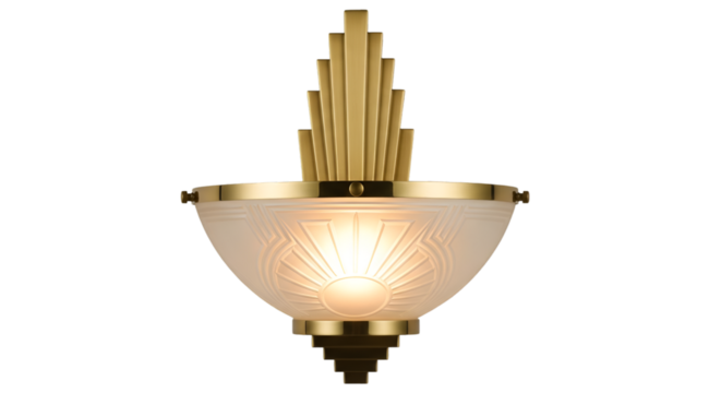 Art Deco Brass and Frosted Glass Sconce Light Fixture