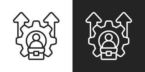 Career Advancement Icon In Black And White Outline Style