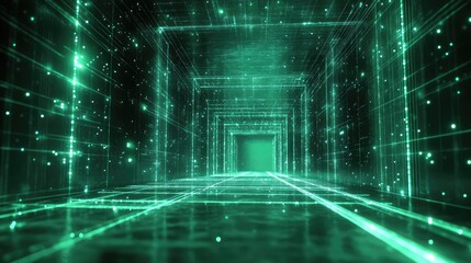 Digital data tunnel forming futuristic network connection