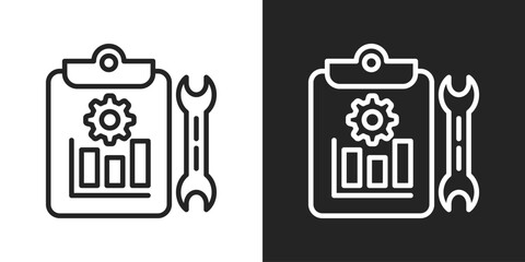 Statistics Icon In Black And White Outline Style