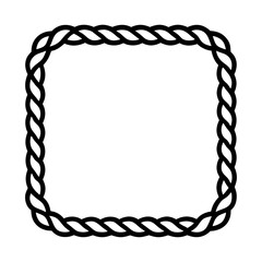 Black and White Square Rope Border or Nautical Frame Vector
