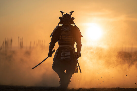 合戦場で戦況を見守る侍・武士	