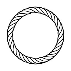 Black and White Circular Rope Border or Nautical Frame Vector
