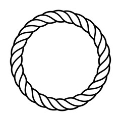 Thick Black and White Circular Rope Border or Nautical Frame Vector
