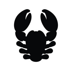 Bold black lobster icon minimal vector graphic design