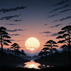 sunset in the mountains