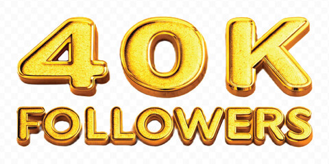 abstract 3d 40K FOLLOWERS typography mad by different color style isolated on transparent background © MDShafaat
