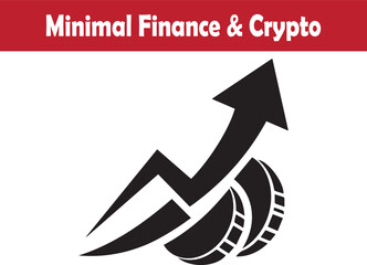 crypto coin rising profit growth arrow symbol vector illustration