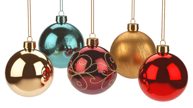 Festive holiday ornaments sparkle, adding joy to celebrations
