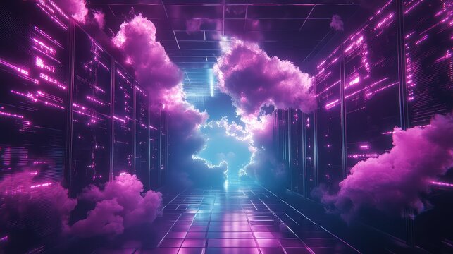 Cloud data center servers connecting with digital network