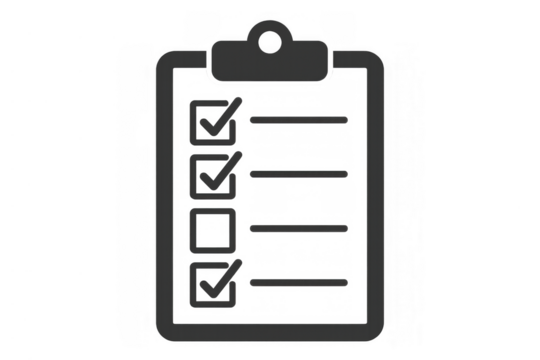 Clipboard checklist icon with check marks, representing task completion, project management, and to-do list organization
