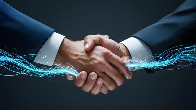Business handshake with glowing network connection concept
