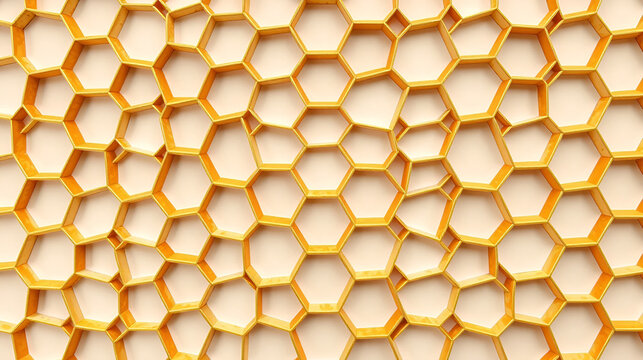 Gold Hexagon Grid Pattern, Seamless White Background, Abstract Geometric Design, High-Resolution Image, honeycomb cells of cardboard stiffening rib background Abstract background of colorful lag