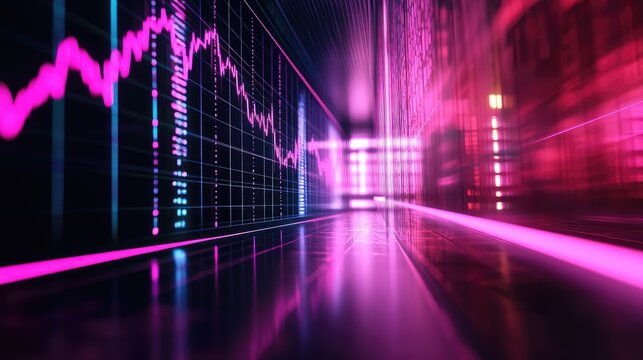 Futuristic stock market data displaying financial trend