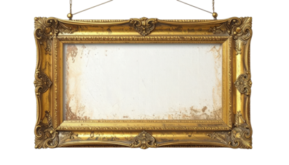 Ornate antique gold picture frame with intricate carvings and elegant design.