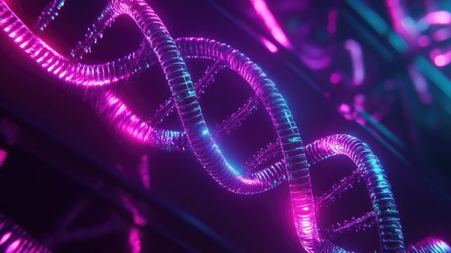 Glowing dna helix structure representing science and biology