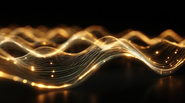 Flowing golden data waves representing digital connectivity