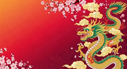 Hue royal spring ceremony banner background, dragon motifs