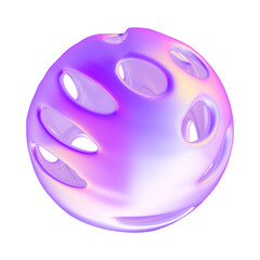 Abstract Hollow 3D Sphere with Gradient Purple and Pink Glossy Surface