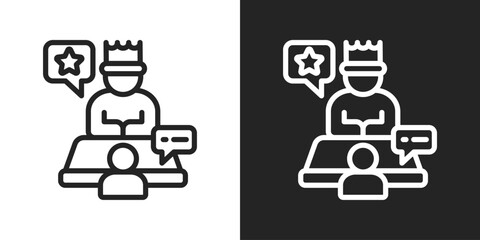 Communication Skills Icon In Black And White Outline Style