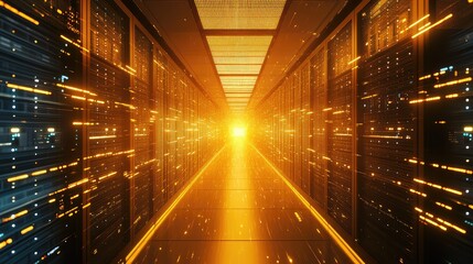 Data center racks moving fast digital information